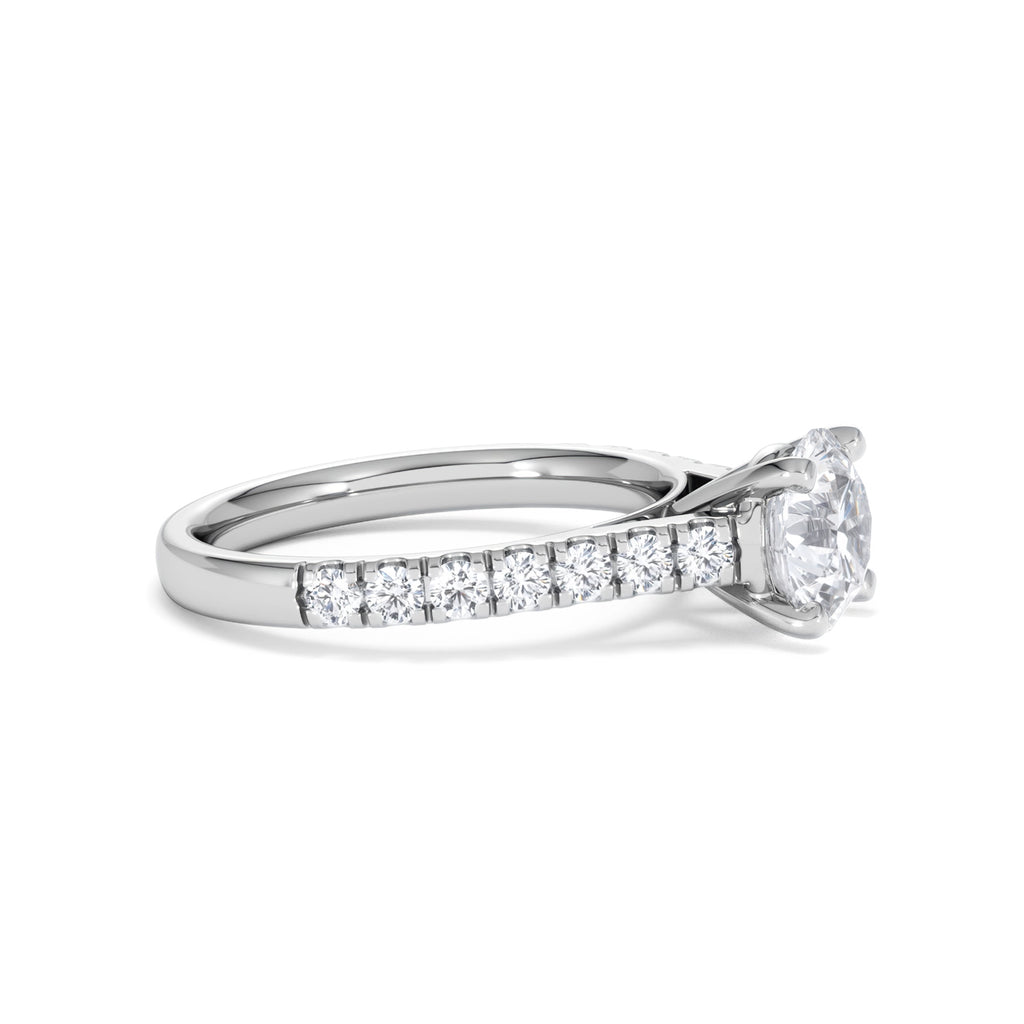 Natalia Lab Diamond Engagement Side Stone Ring Platinum 2.00CT F/VS1