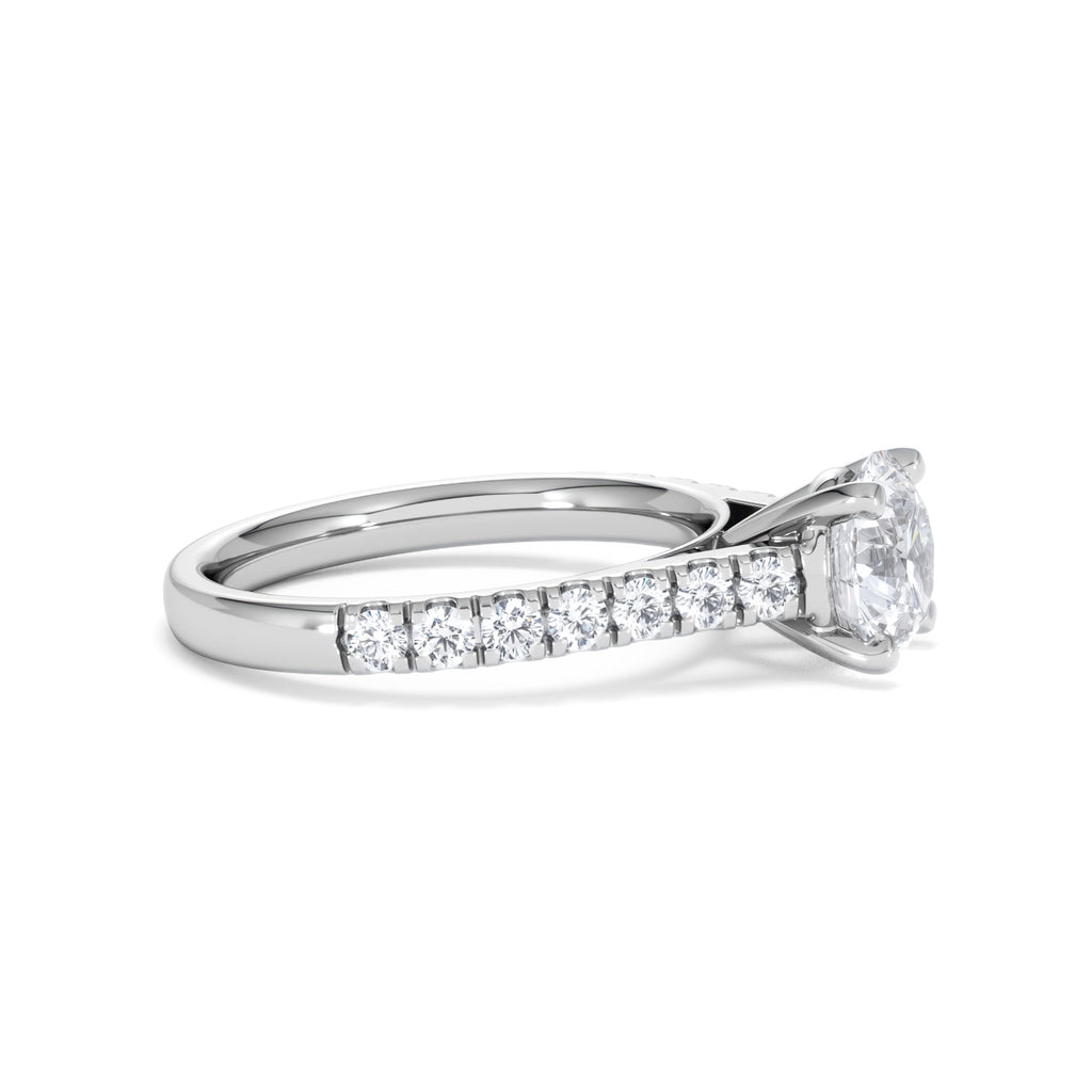 Natalia Lab Diamond Engagement Side Stone Ring Platinum 2.00CT F/VS1