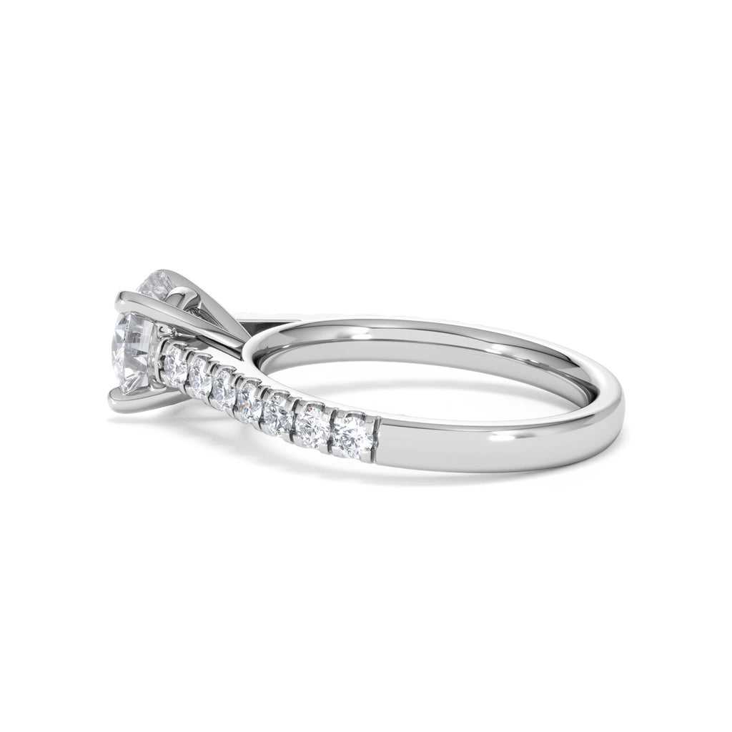 Natalia Lab Diamond Engagement Side Stone Ring Platinum 2.00CT F/VS1