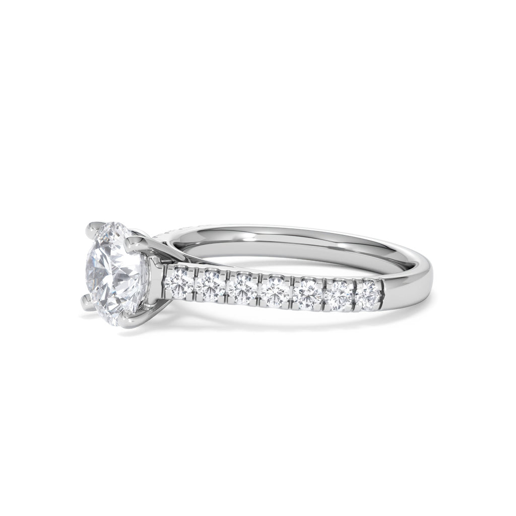 Natalia Lab Diamond Engagement Side Stone Ring Platinum 2.00CT F/VS1