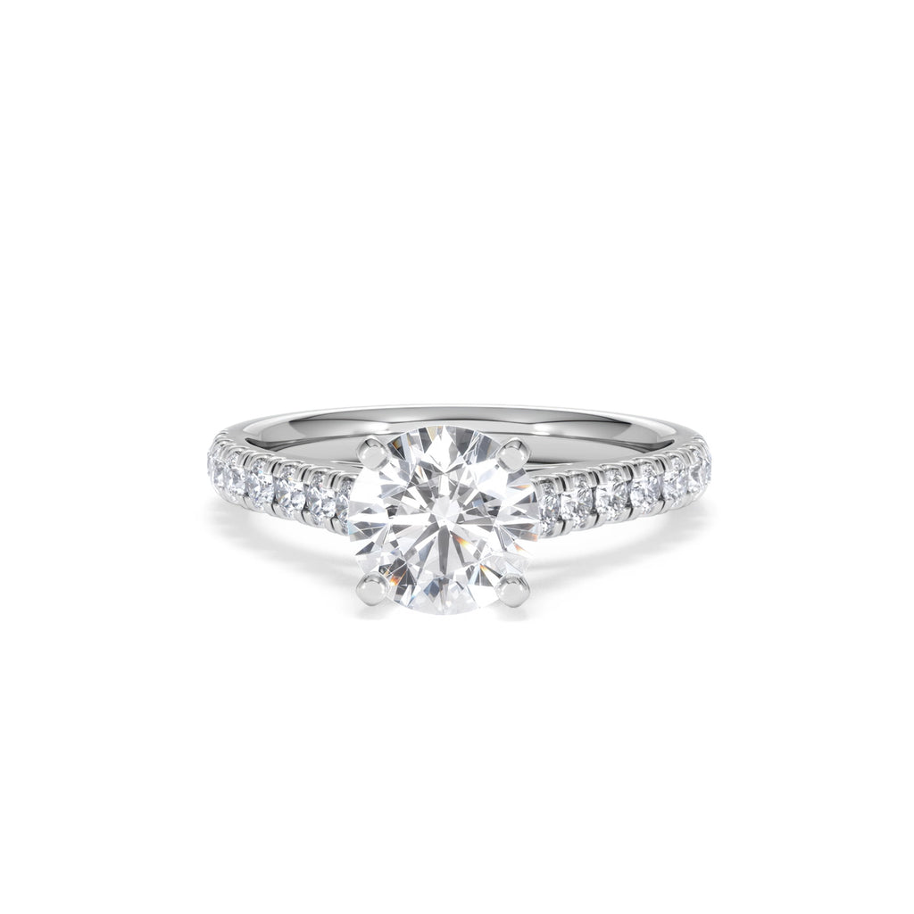 Natalia Lab Diamond Engagement Side Stone Ring Platinum 2.00CT F/VS1