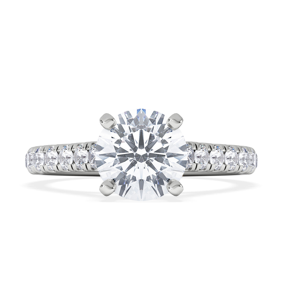 Natalia Lab Diamond Engagement Side Stone Ring 18KW Gold 2.00CT F/VS1