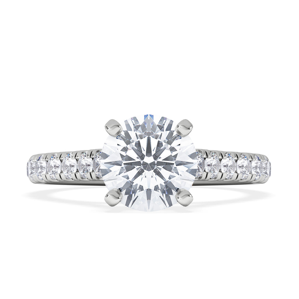 Natalia Lab Diamond Engagement Side Stone Ring Platinum 2.00CT F/VS1