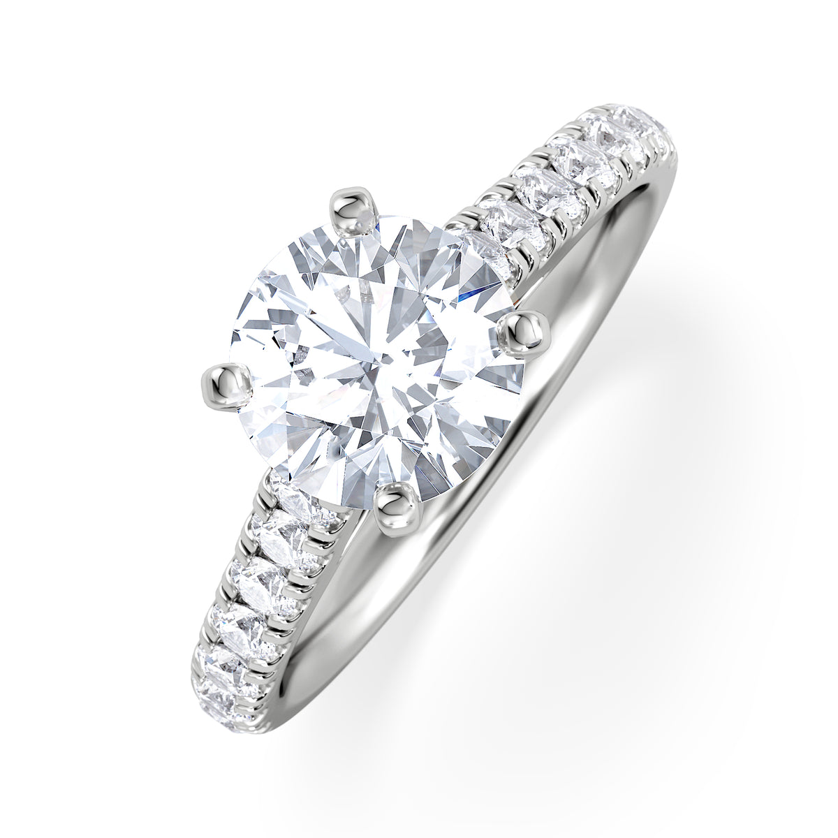 Natalia Lab Diamond Engagement Side Stone Ring 18KW Gold 2.00CT F/VS1