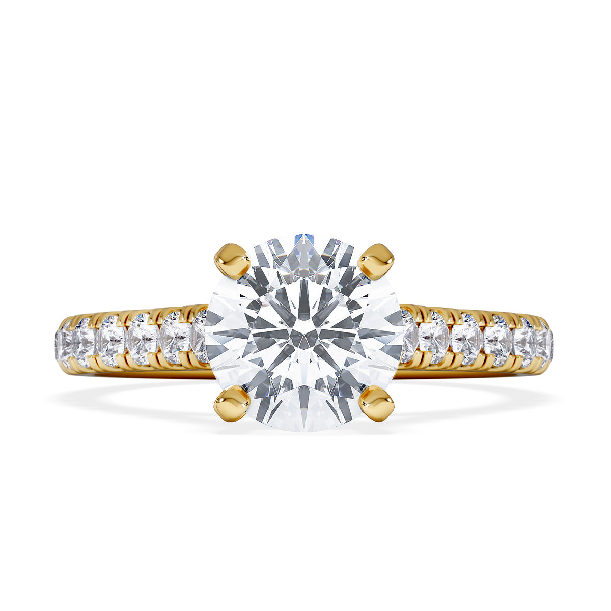 Natalia Lab Diamond Engagement Side Stone Ring 18K Gold 2.00CT F/VS1