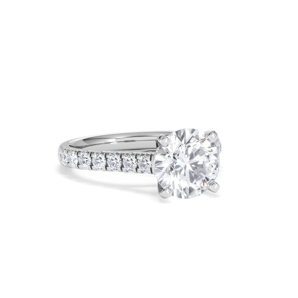 Natalia Lab Diamond Engagement Side Stone Ring Platinum 2.50CT F/VS1
