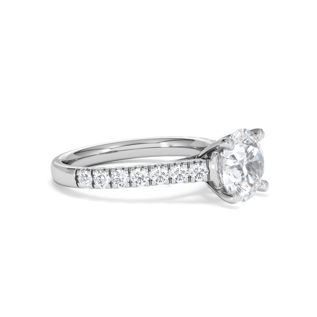 Natalia Lab Diamond Engagement Side Stone Ring Platinum 2.50CT F/VS1