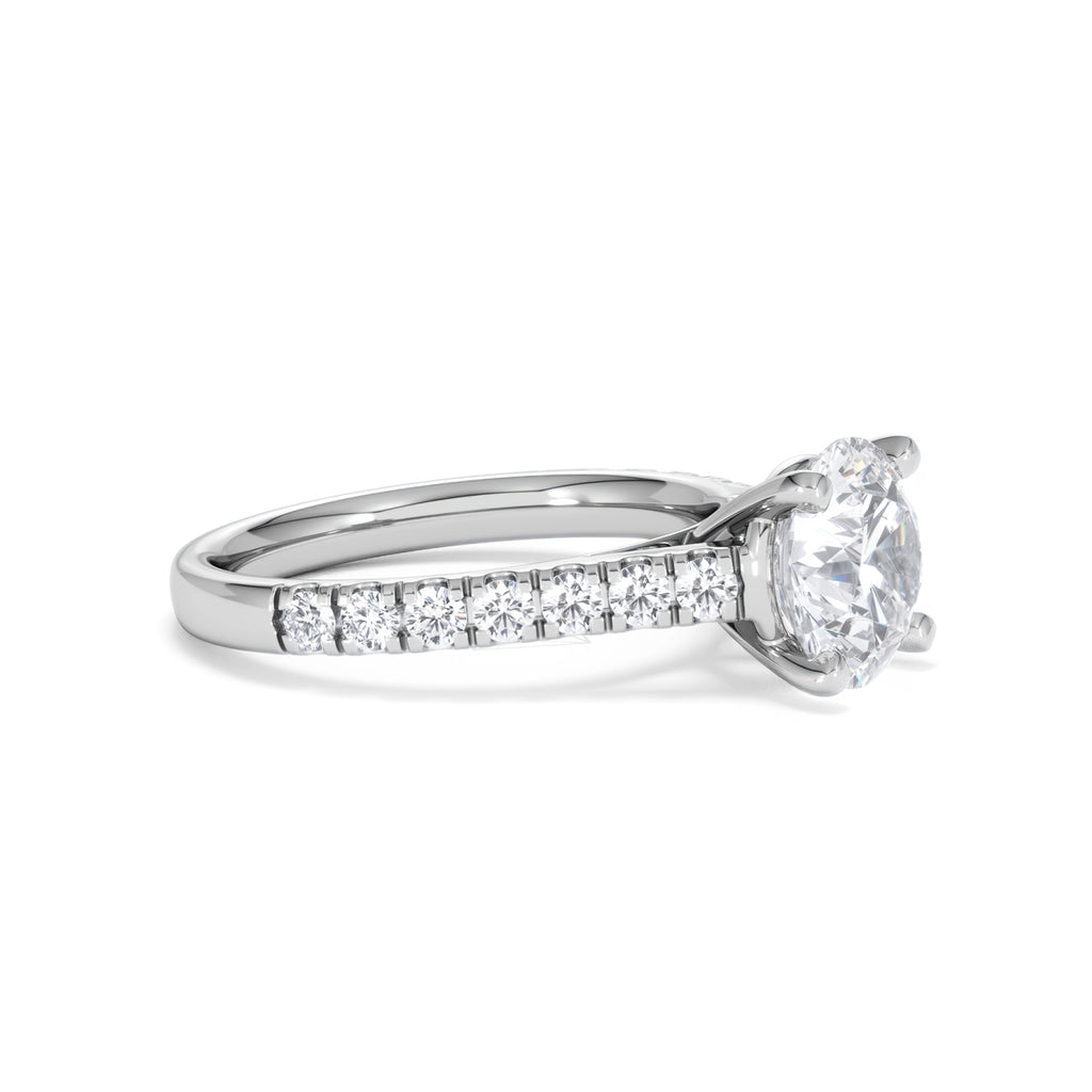 Natalia Lab Diamond Engagement Side Stone Ring Platinum 2.50CT F/VS1