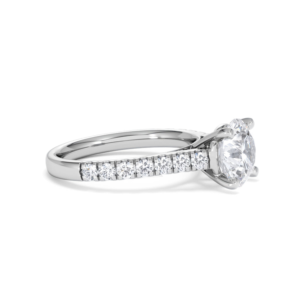 Natalia Lab Diamond Engagement Side Stone Ring Platinum 2.50CT F/VS1