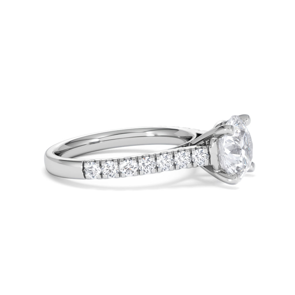 Natalia Lab Diamond Engagement Side Stone Ring Platinum 2.50CT F/VS1
