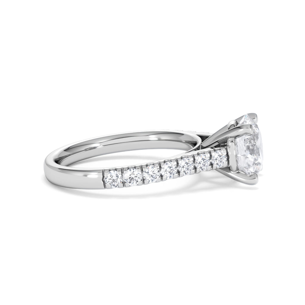 Natalia Lab Diamond Engagement Side Stone Ring Platinum 2.50CT F/VS1