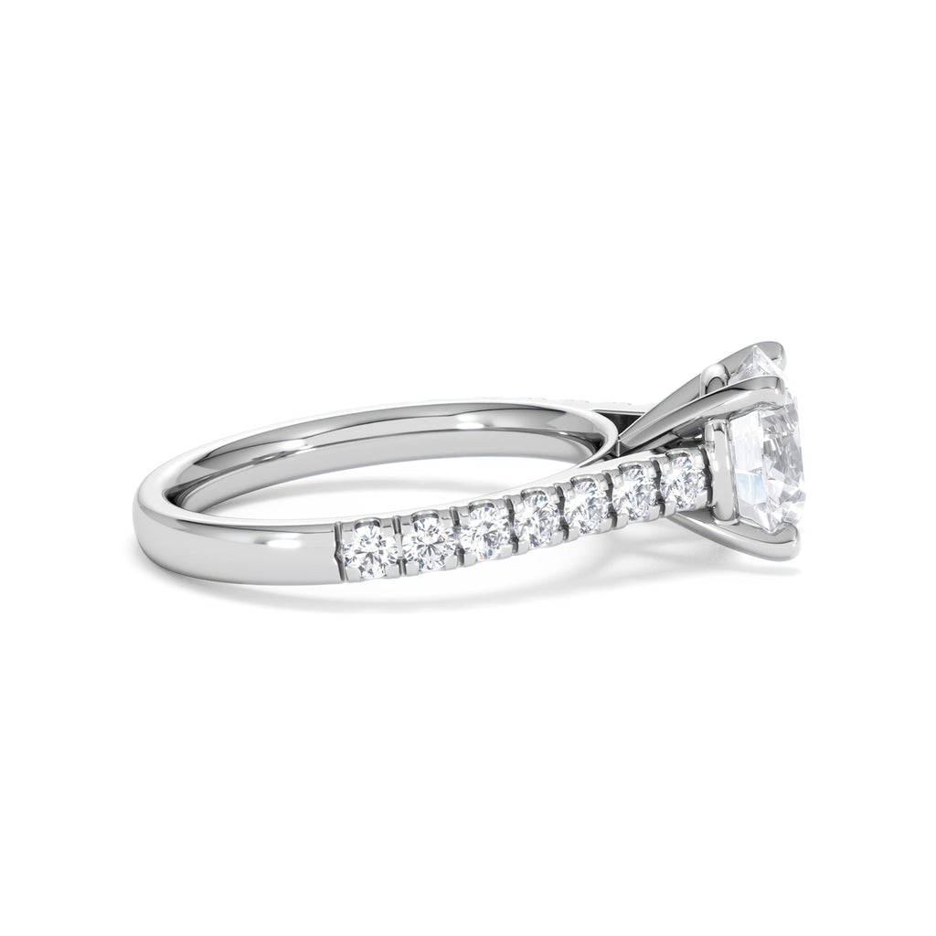 Natalia Lab Diamond Engagement Side Stone Ring Platinum 2.50CT F/VS1