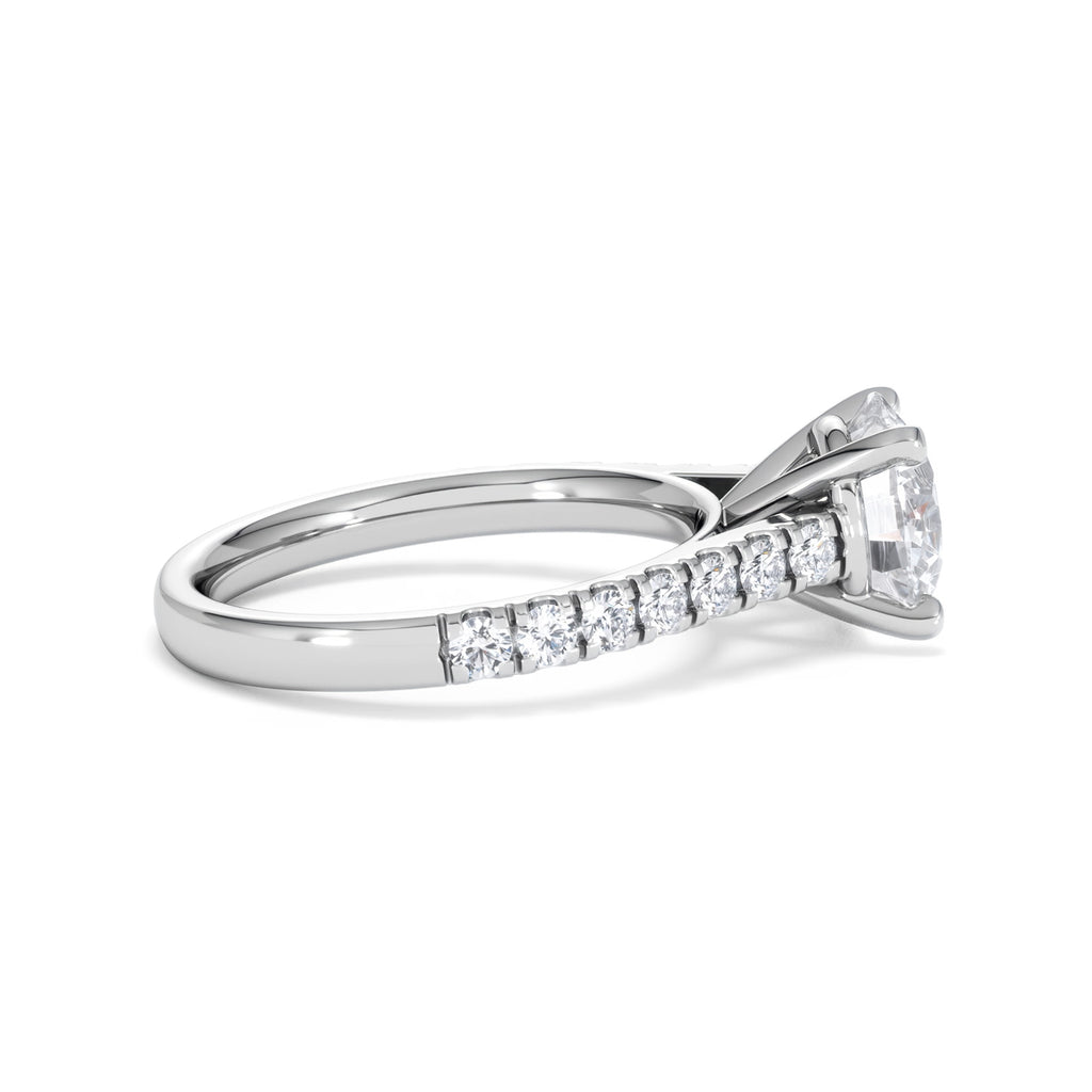 Natalia Lab Diamond Engagement Side Stone Ring Platinum 2.50CT F/VS1