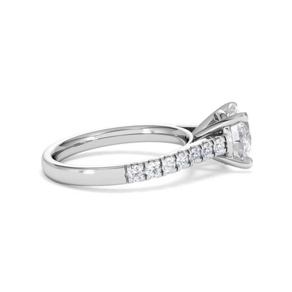 Natalia Lab Diamond Engagement Side Stone Ring Platinum 2.50CT F/VS1