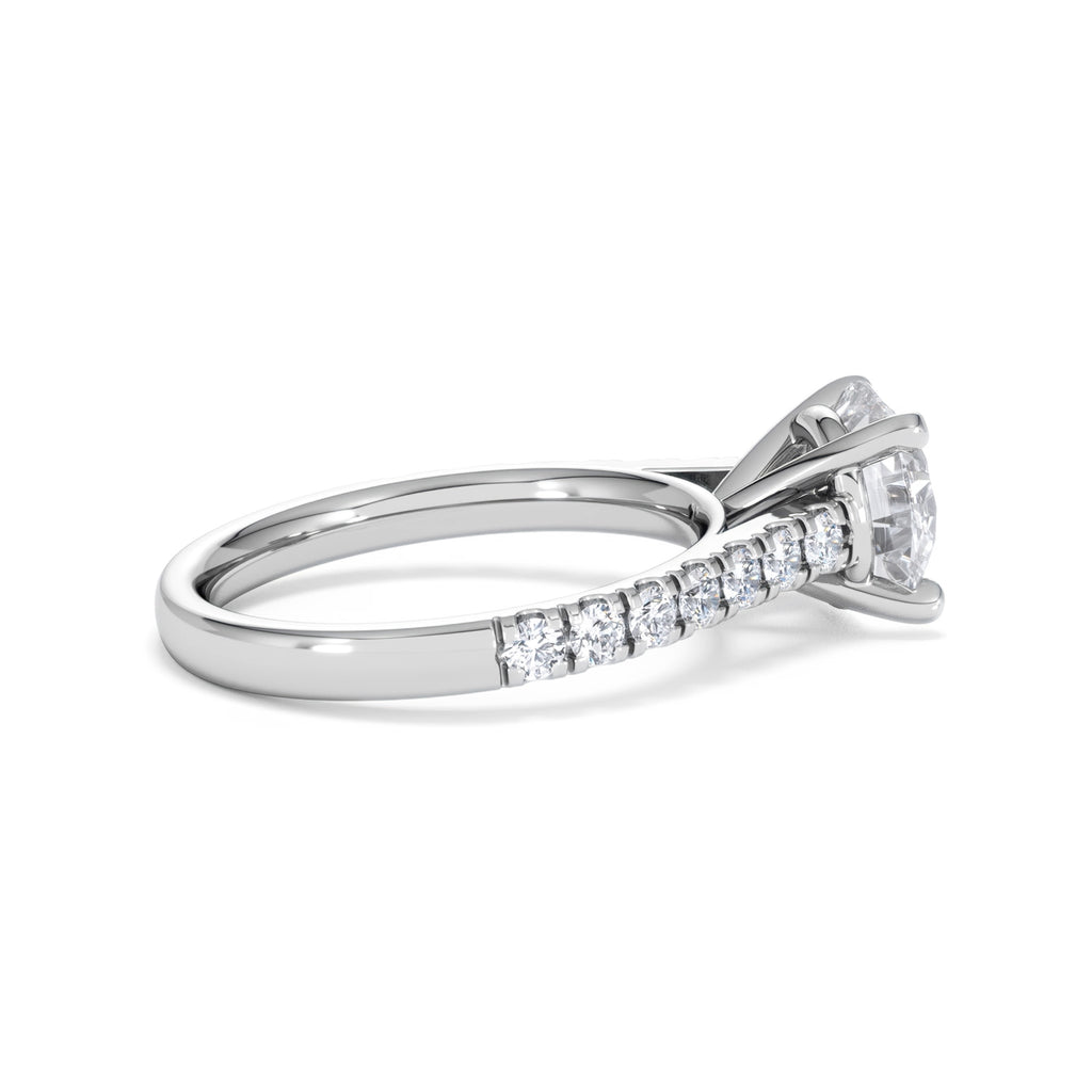 Natalia Lab Diamond Engagement Side Stone Ring Platinum 2.50CT F/VS1