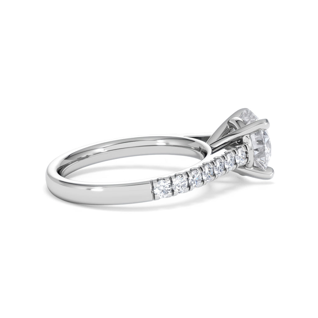 Natalia Lab Diamond Engagement Side Stone Ring Platinum 2.50CT F/VS1