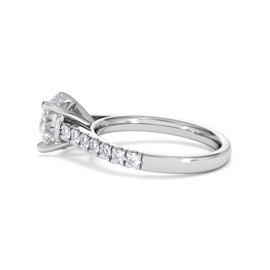 Natalia Lab Diamond Engagement Side Stone Ring Platinum 2.50CT F/VS1