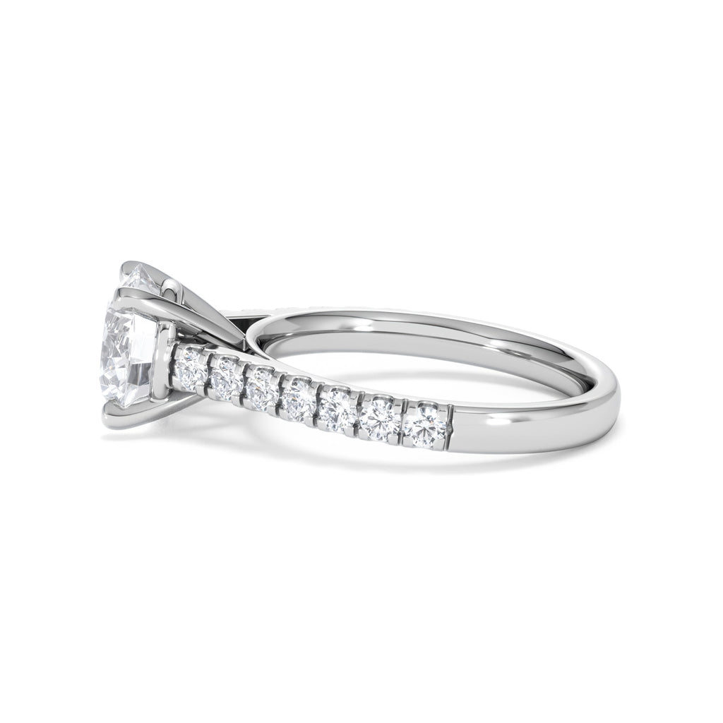 Natalia Lab Diamond Engagement Side Stone Ring Platinum 2.50CT F/VS1