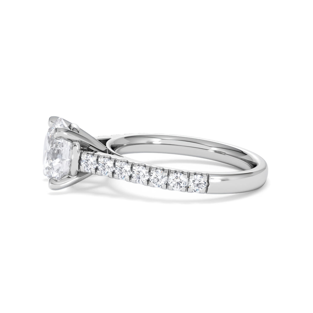 Natalia Lab Diamond Engagement Side Stone Ring Platinum 2.50CT F/VS1