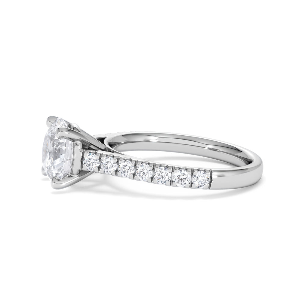 Natalia Lab Diamond Engagement Side Stone Ring Platinum 2.50CT F/VS1