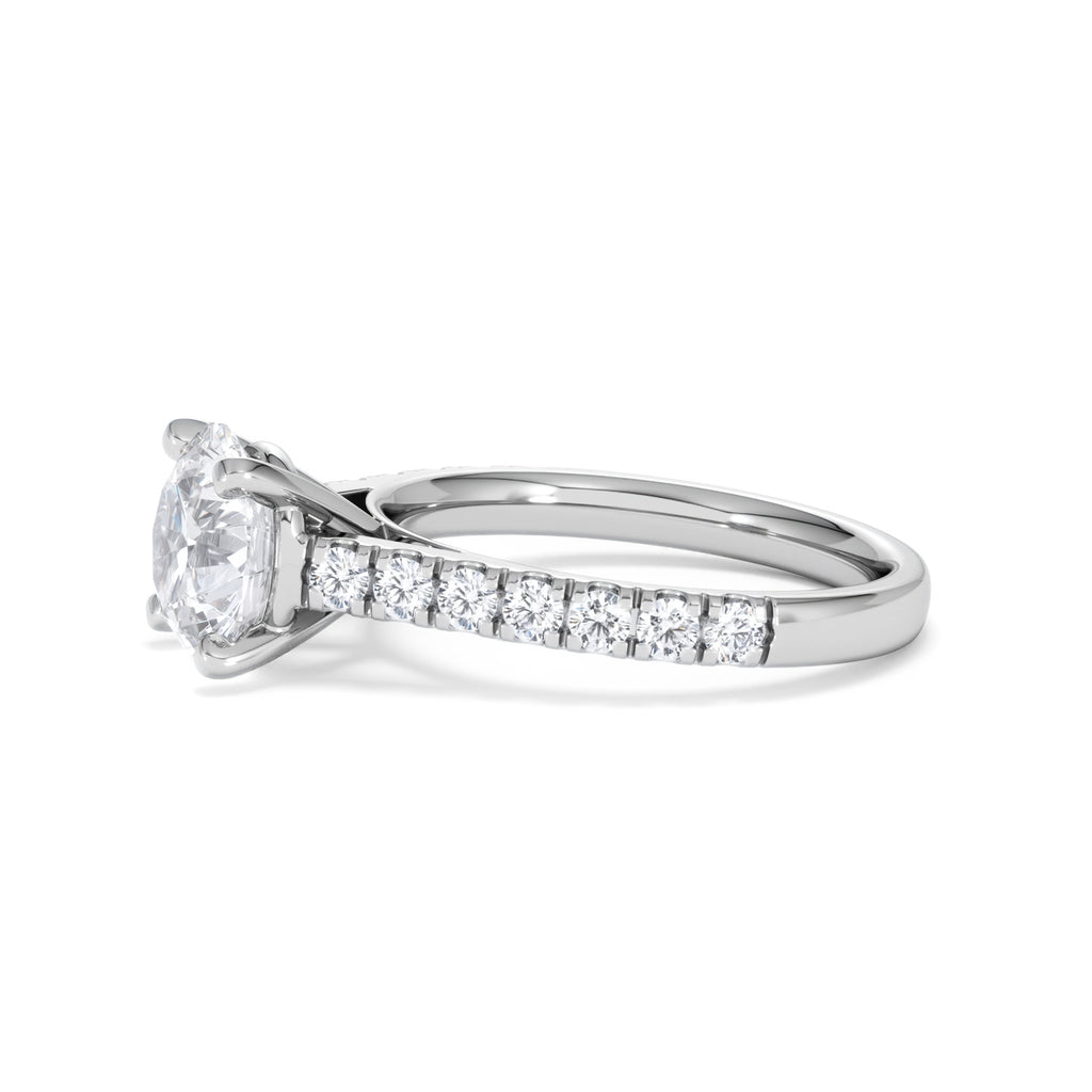 Natalia Lab Diamond Engagement Side Stone Ring Platinum 2.50CT F/VS1