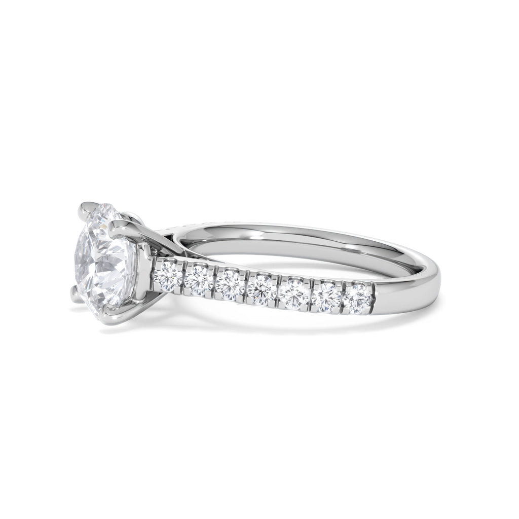 Natalia Lab Diamond Engagement Side Stone Ring Platinum 2.50CT F/VS1