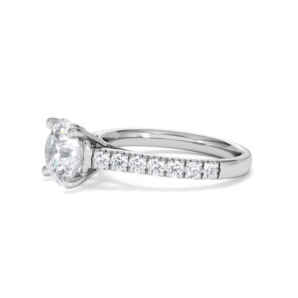 Natalia Lab Diamond Engagement Side Stone Ring Platinum 2.50CT F/VS1