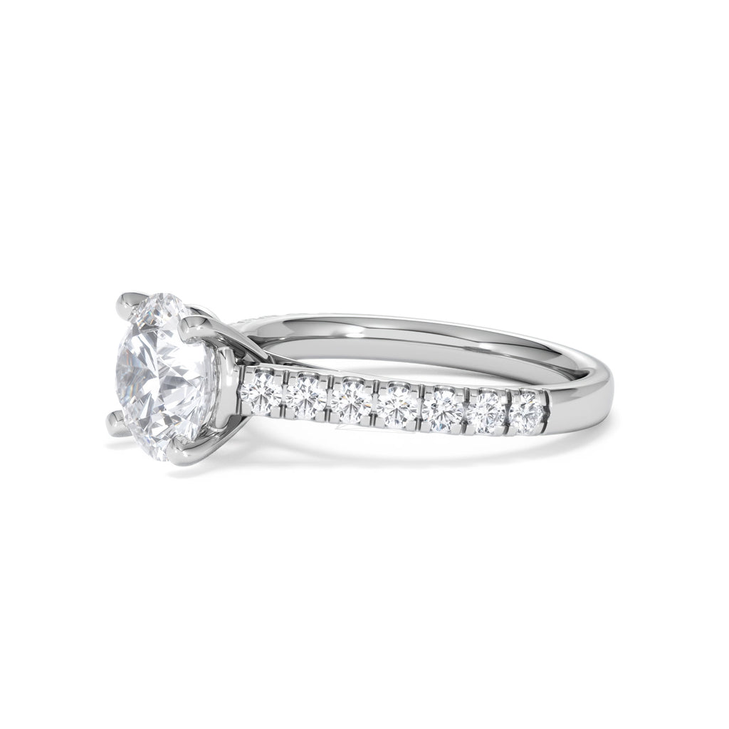Natalia Lab Diamond Engagement Side Stone Ring Platinum 2.50CT F/VS1