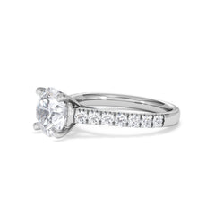 Natalia Lab Diamond Engagement Side Stone Ring Platinum 2.50CT F/VS1