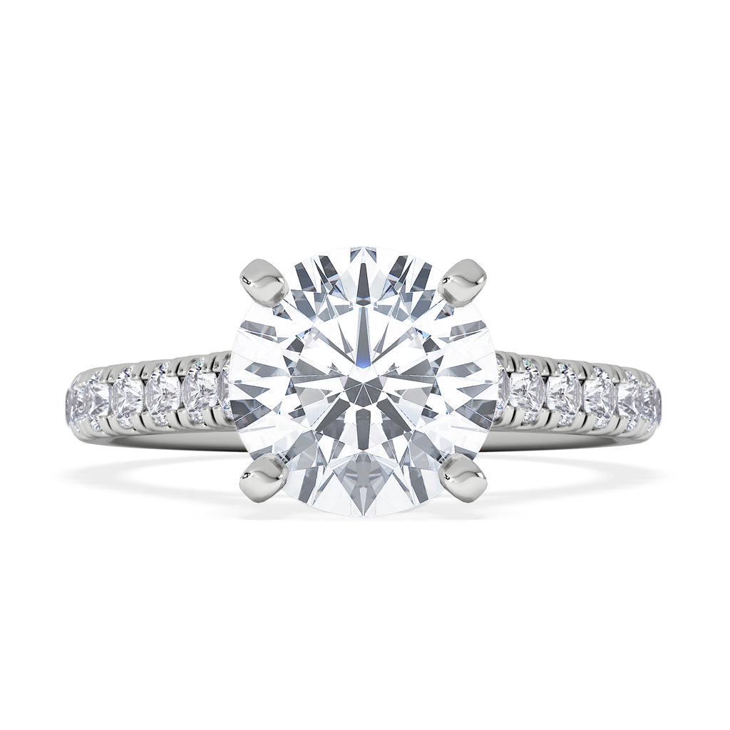 Natalia Lab Diamond Engagement Side Stone Ring Platinum 2.50CT F/VS1