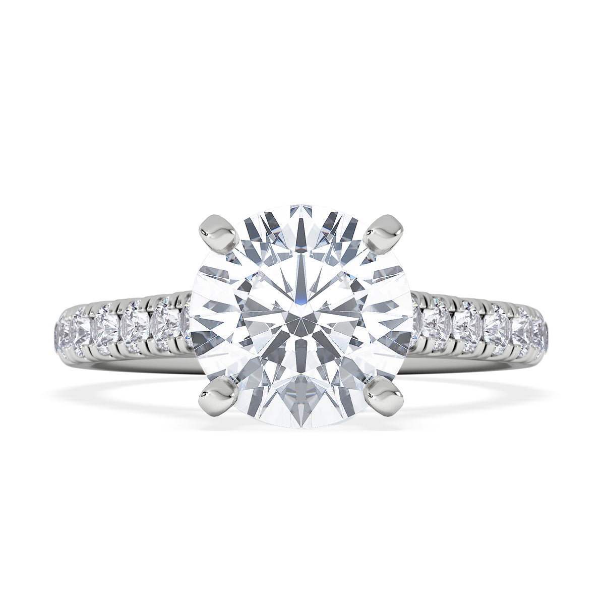 Natalia Lab Diamond Engagement Side Stone Ring 18KW Gold 2.50CT F/VS1