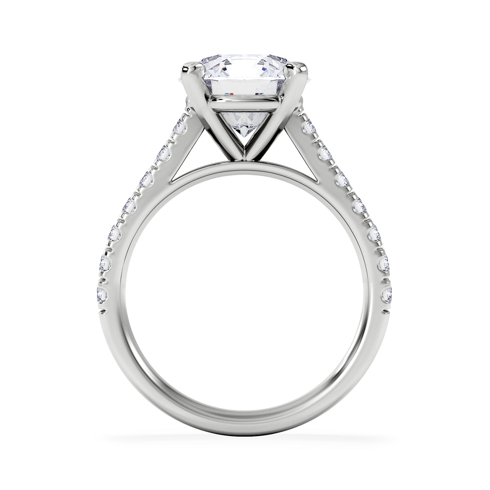 Natalia 3.45ct Lab Diamond Round Cut Engagement Ring in 18K White Gold G/VS1