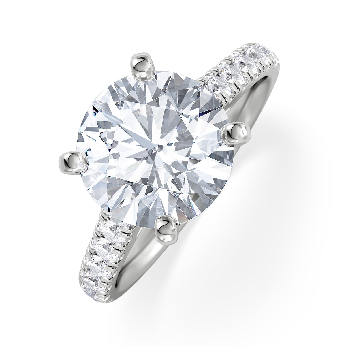 Natalia 3.45ct Lab Diamond Round Cut Engagement Ring in 18K White Gold G/VS1
