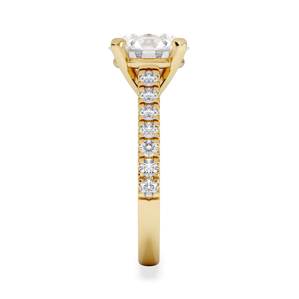 Natalia 3.45ct Lab Diamond Round Cut Engagement Ring in 18K Yellow Gold G/VS1