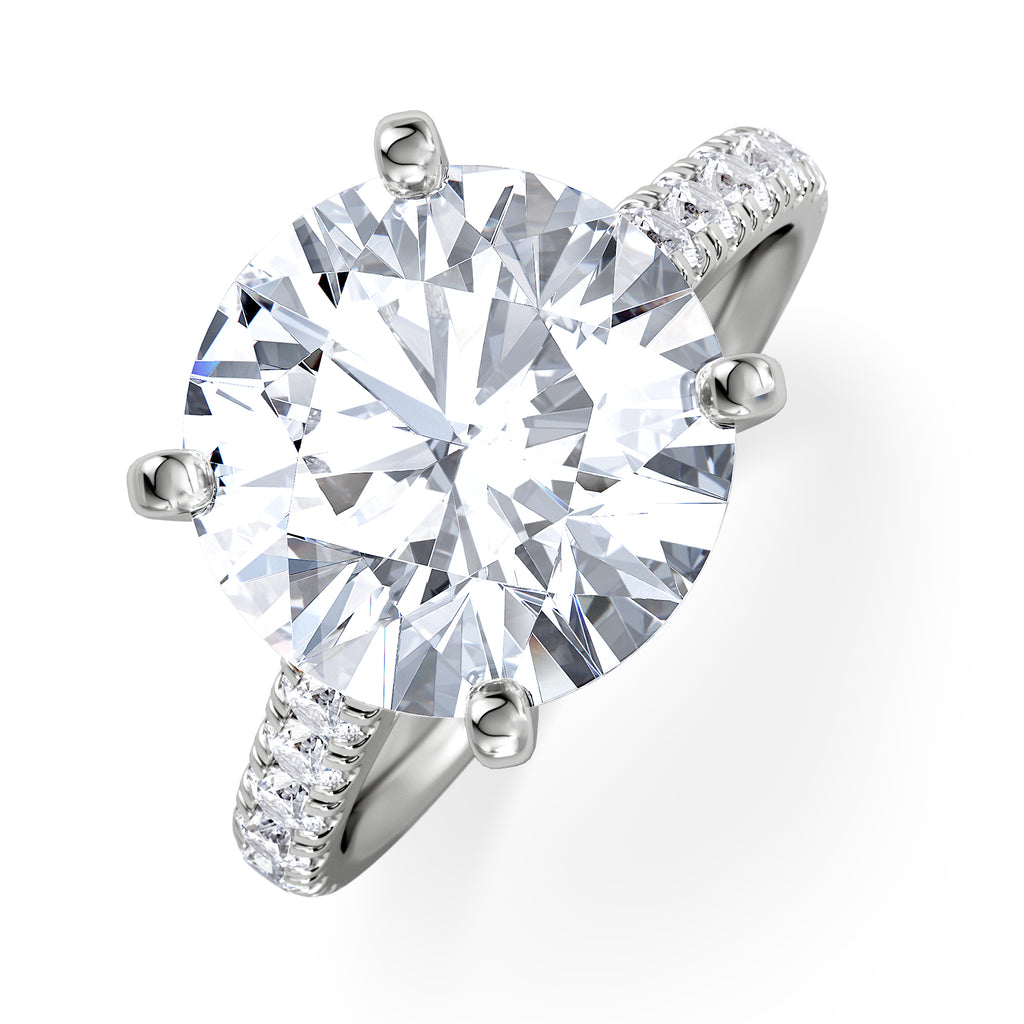 Natalia 5.65ct Lab Diamond Round Cut Engagement Ring in 18K White Gold G/VS1
