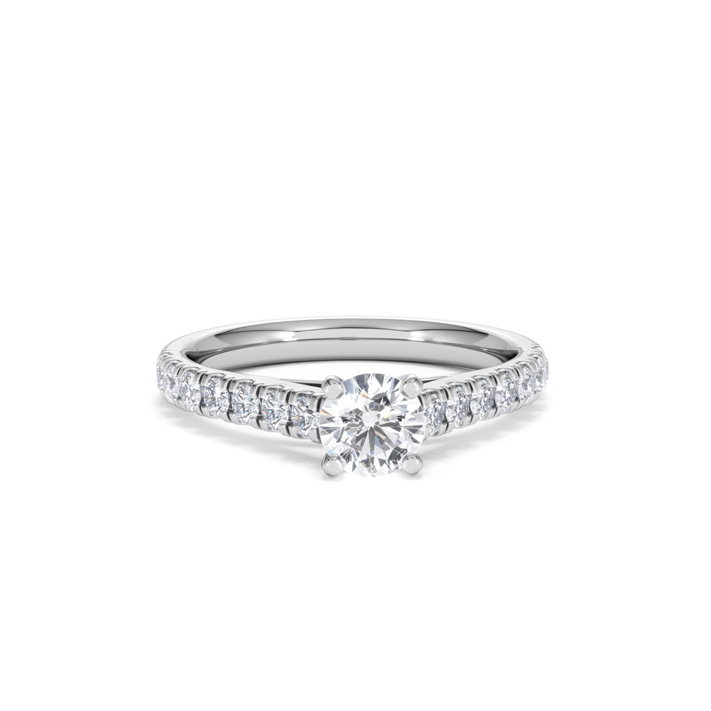 Natalia Lab Diamond Engagement Side Stone Ring Platinum 0.91CT F/VS1