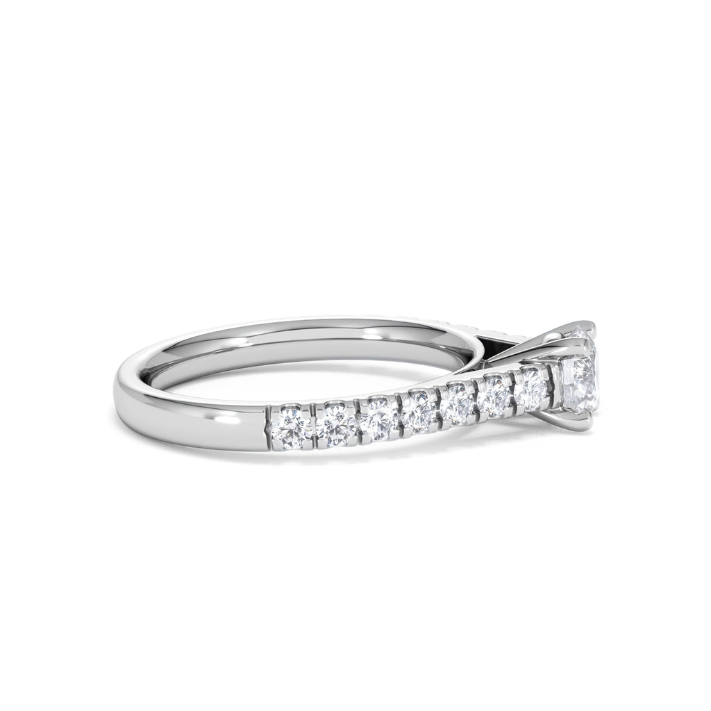 Natalia Lab Diamond Engagement Side Stone Ring 18KW Gold 0.91CT F/VS1