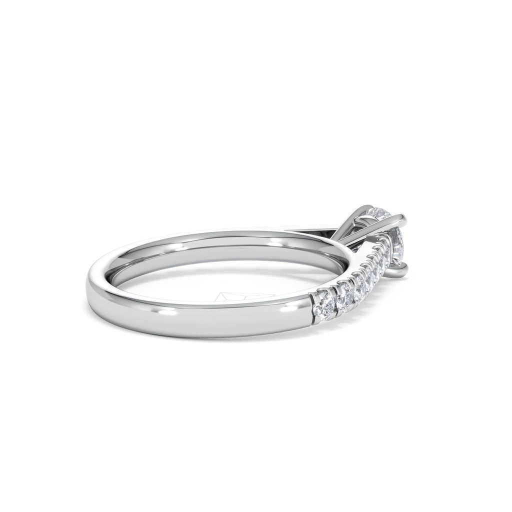Natalia Lab Diamond Engagement Side Stone Ring Platinum 0.91CT F/VS1