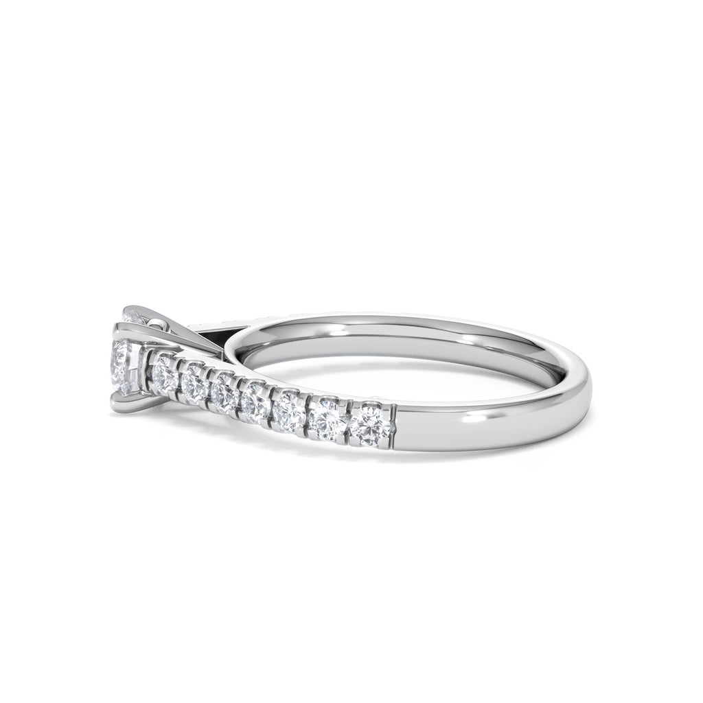 Natalia Lab Diamond Engagement Side Stone Ring Platinum 0.91CT F/VS1
