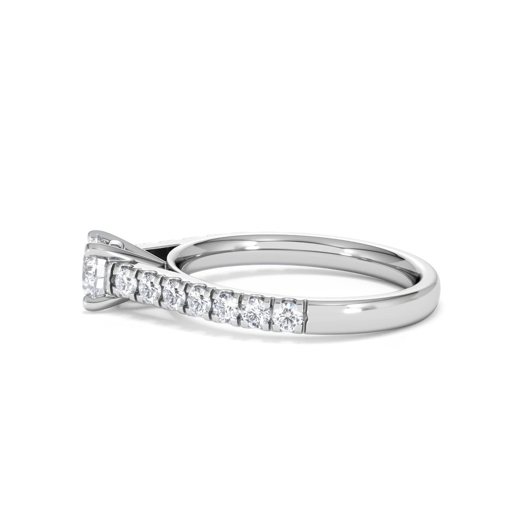 Natalia Lab Diamond Engagement Side Stone Ring 18KW Gold 0.91CT F/VS1
