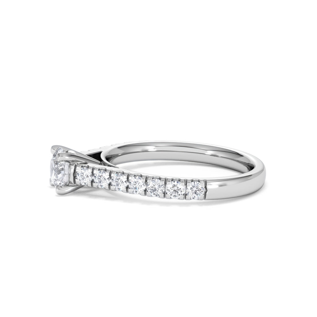 Natalia Lab Diamond Engagement Side Stone Ring Platinum 0.91CT F/VS1