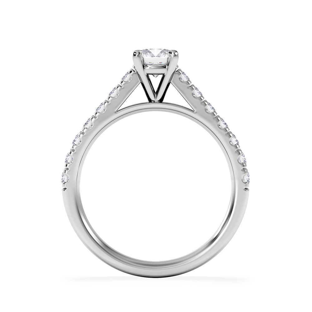 Natalia Lab Diamond Engagement Side Stone Ring Platinum 0.91CT F/VS1