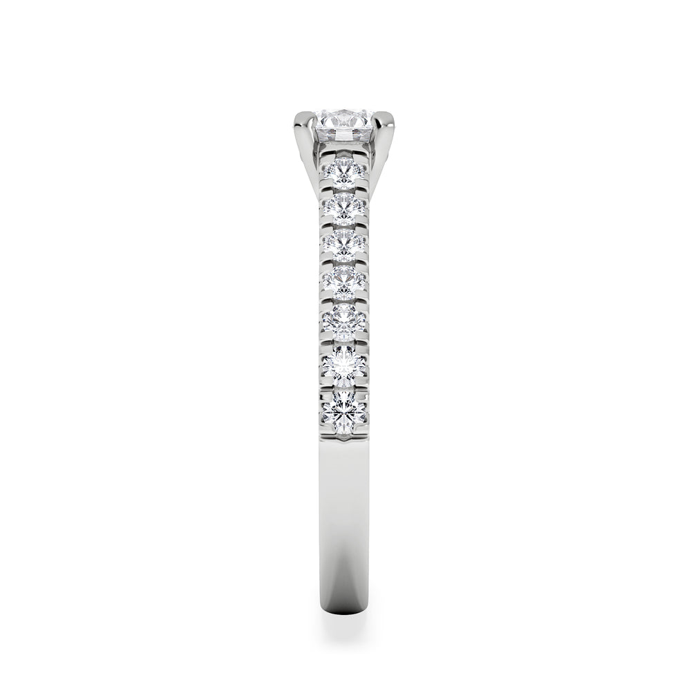 Natalia Lab Diamond Engagement Side Stone Ring Platinum 0.91CT F/VS1