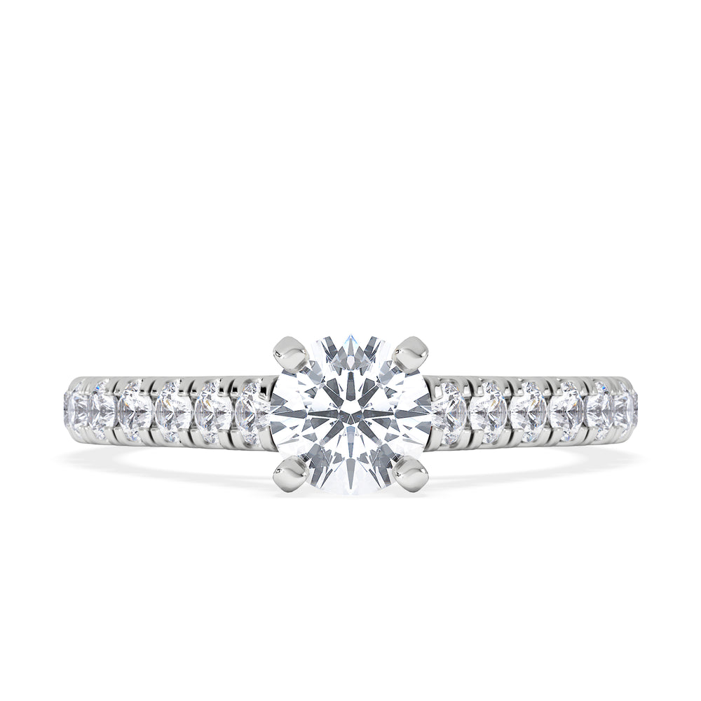 Natalia Lab Diamond Engagement Side Stone Ring Platinum 0.91CT F/VS1