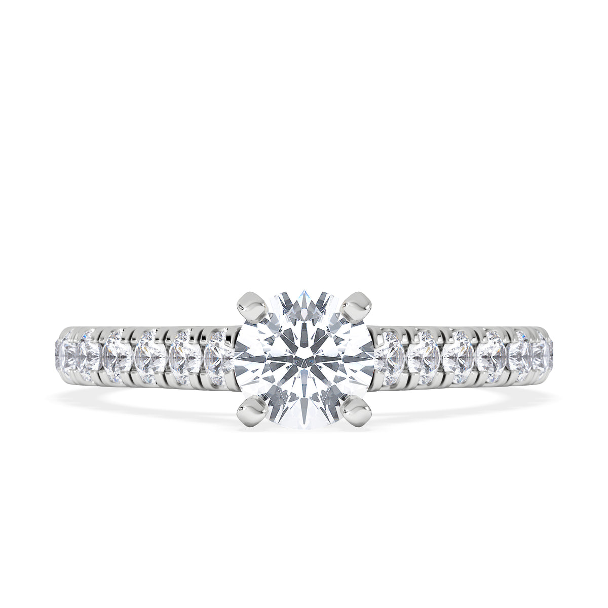 Natalia Lab Diamond Engagement Side Stone Ring Platinum 0.91CT F/VS1