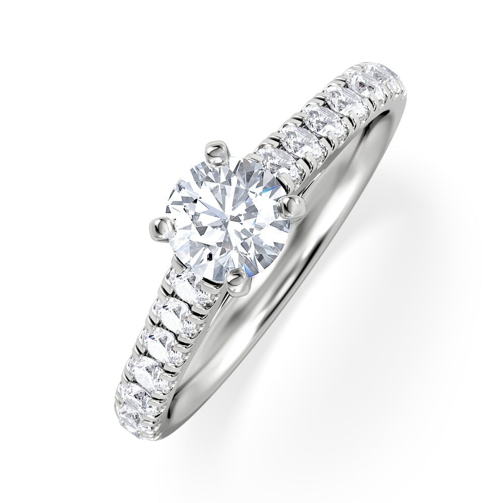 Natalia Lab Diamond Engagement Side Stone Ring 18KW Gold 0.91CT F/VS1