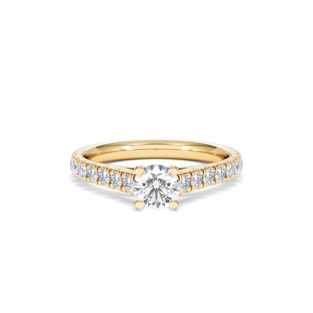 Natalia Lab Diamond Engagement Side Stone Ring 18K Gold 0.91CT F/VS1
