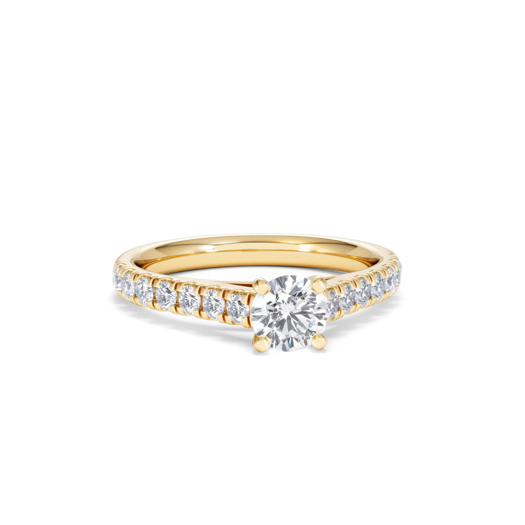 Natalia Lab Diamond Engagement Side Stone Ring 18K Gold 0.91CT F/VS1