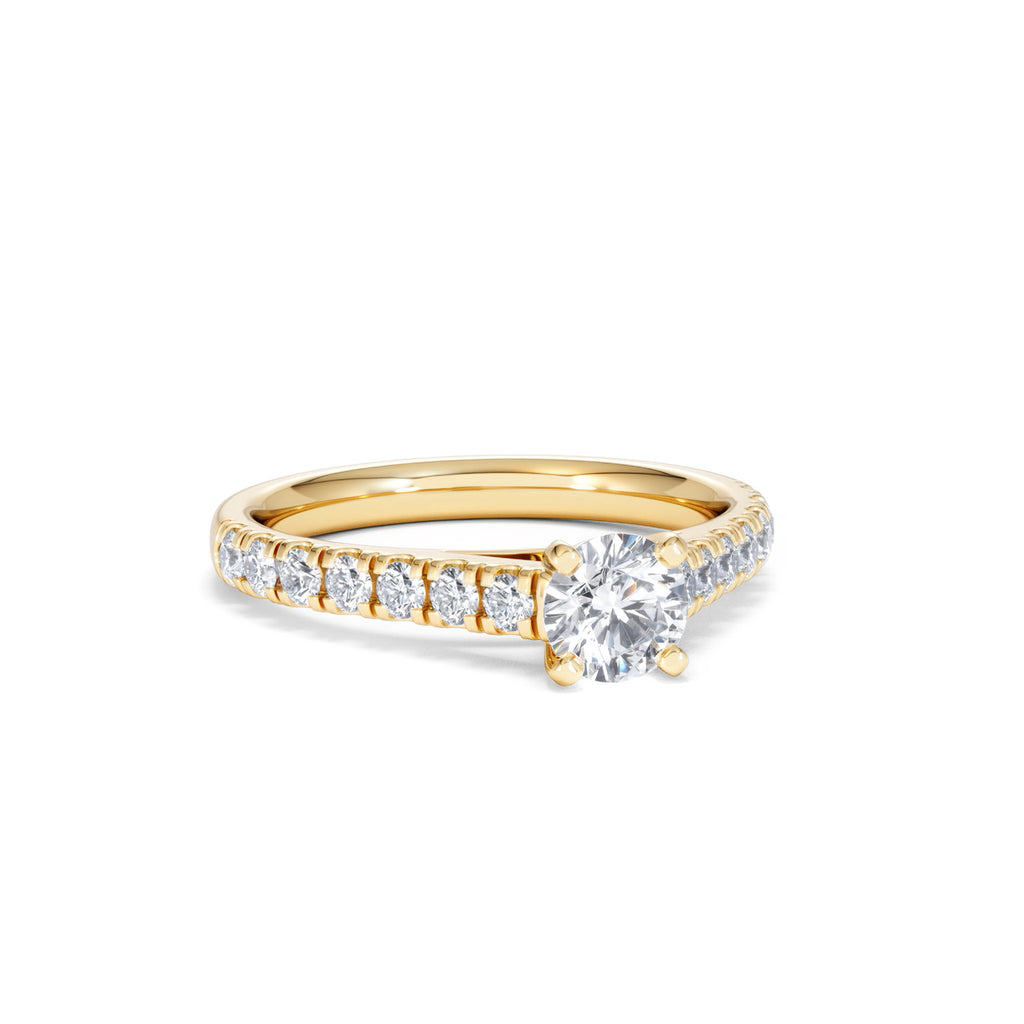 Natalia Lab Diamond Engagement Side Stone Ring 18K Gold 0.91CT F/VS1
