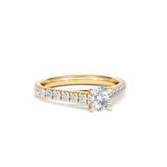 Natalia Lab Diamond Engagement Side Stone Ring 18K Gold 0.91CT F/VS1